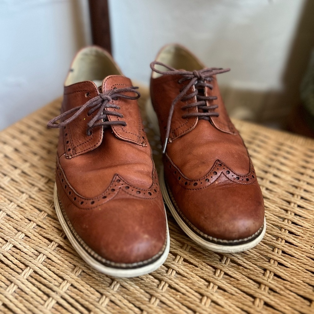Cole Haan Men’s Leather Wingtip Oxford Shoes Brown Size 8M Casual Dress